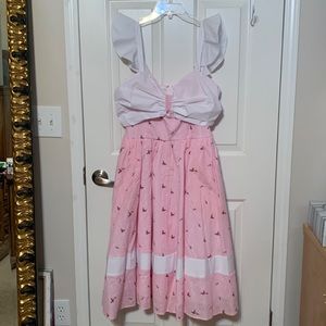 Unique Vintage NWT XL dress, pink & white